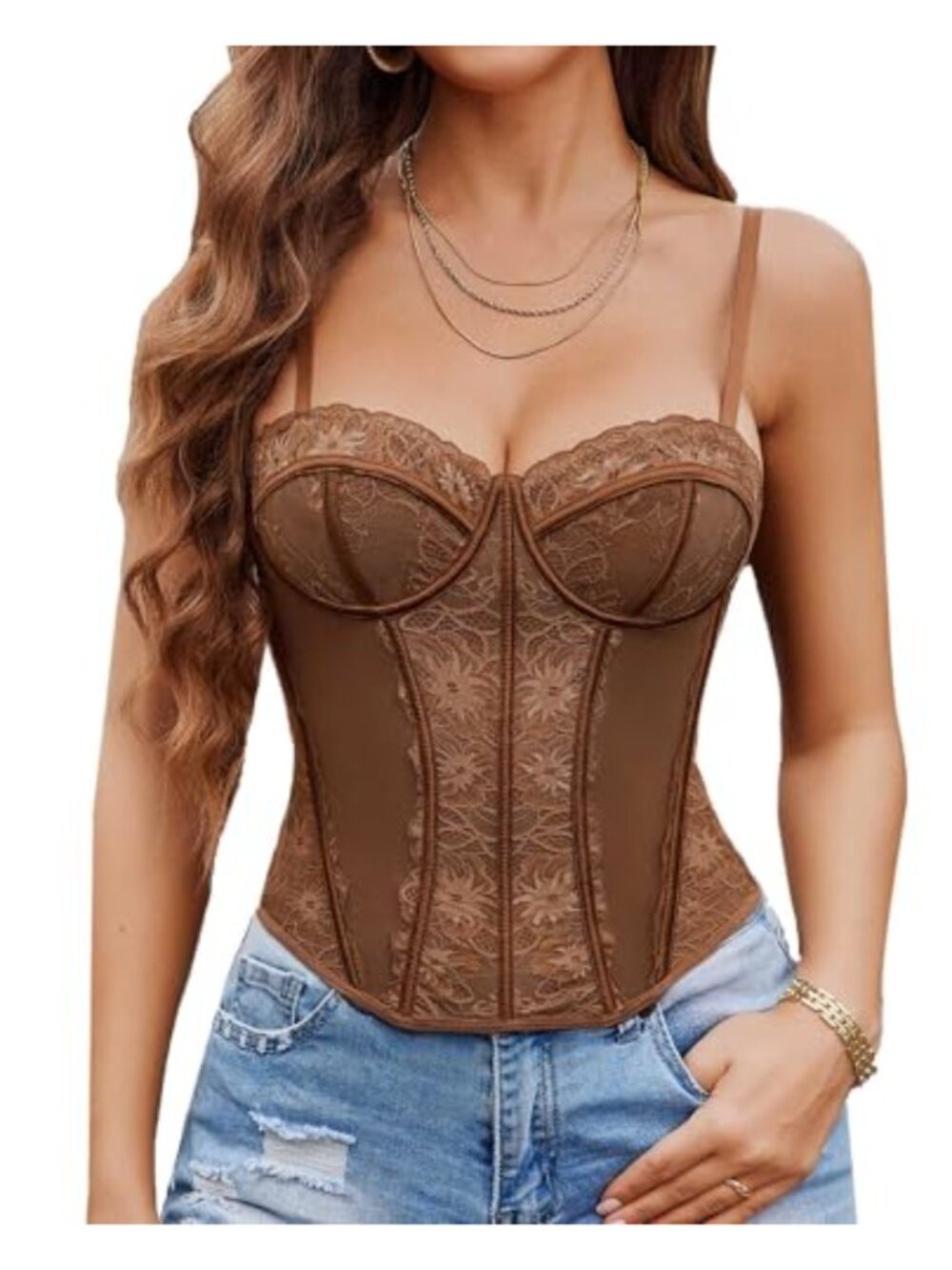 Lace Corset Bustier Top Underwire Waist Training Shapewear
